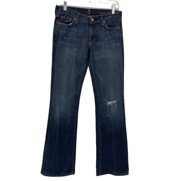 7‎ For All Mankind Bootcut Jeans Women's 28 Low Rise Distressed - Picture 1 of 13